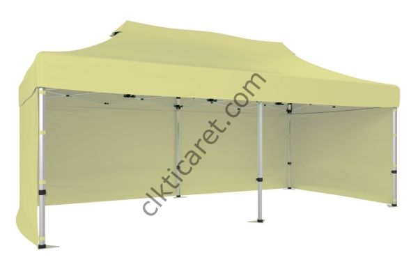 CLK 3x6 40 mm Katlanabilir Tente Gazebo Çadır Gazebo Çadır 3 Yan Kapalı Krem