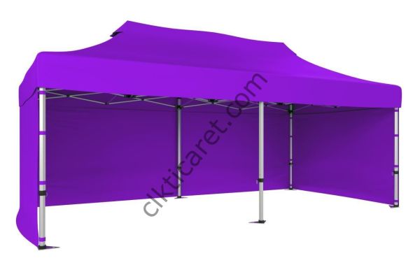 CLK 3x6 40 mm Katlanabilir Tente Gazebo Çadır Gazebo Çadır 3 Yan Kapalı Lila