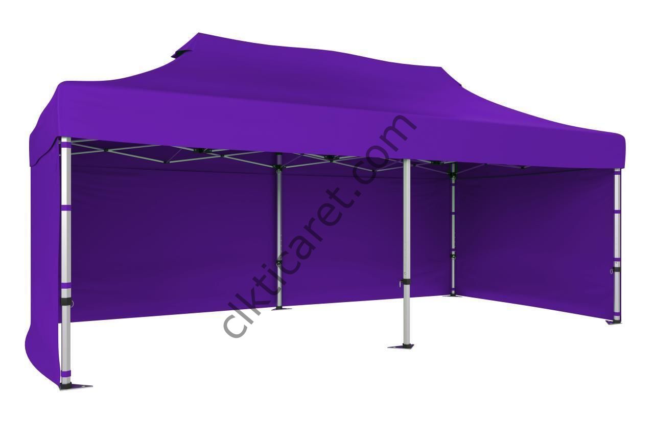 CLK 3x6 40 mm Katlanabilir Tente Gazebo Çadır Gazebo Çadır 3 Yan Kapalı Mor