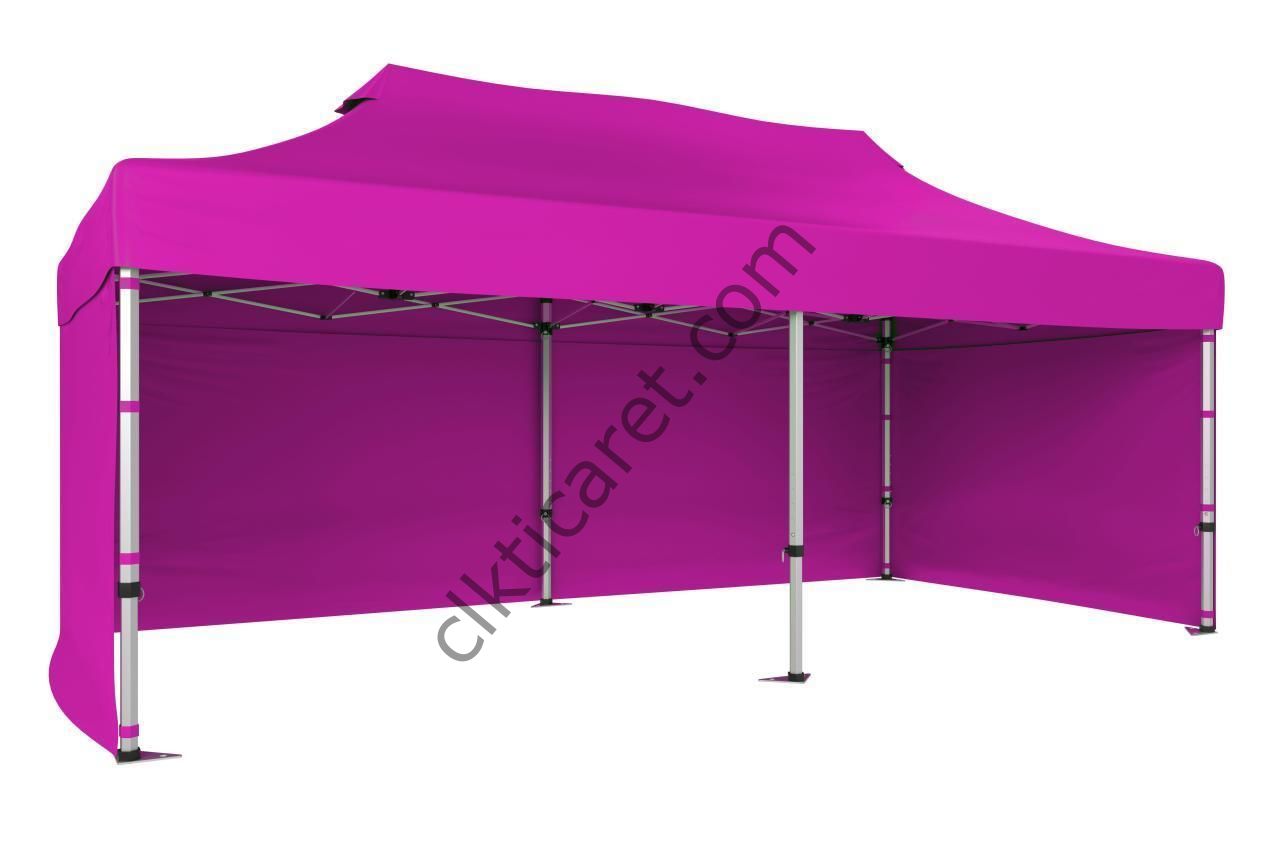 CLK 3x6 40 mm Katlanabilir Tente Gazebo Çadır Gazebo Çadır 3 Yan Kapalı Pembe