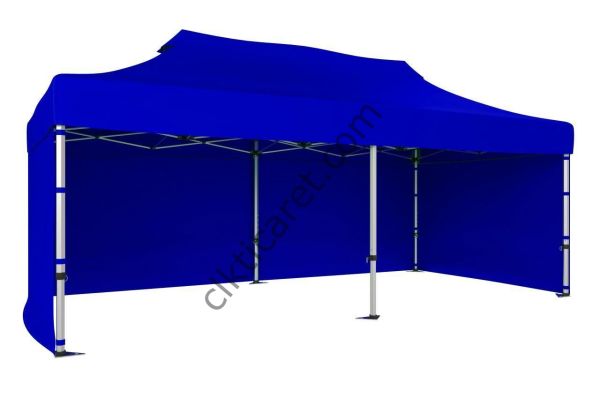 CLK 3x6 40 mm Katlanabilir Tente Gazebo Çadır Gazebo Çadır 3 Yan Kapalı Saks Mavi