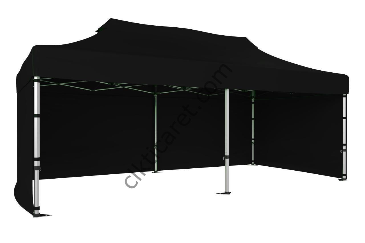 CLK 3x6 40 mm Katlanabilir Tente Gazebo Çadır Gazebo Çadır 3 Yan Kapalı Siyah