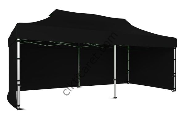 CLK 3x6 40 mm Katlanabilir Tente Gazebo Çadır Gazebo Çadır 3 Yan Kapalı Siyah