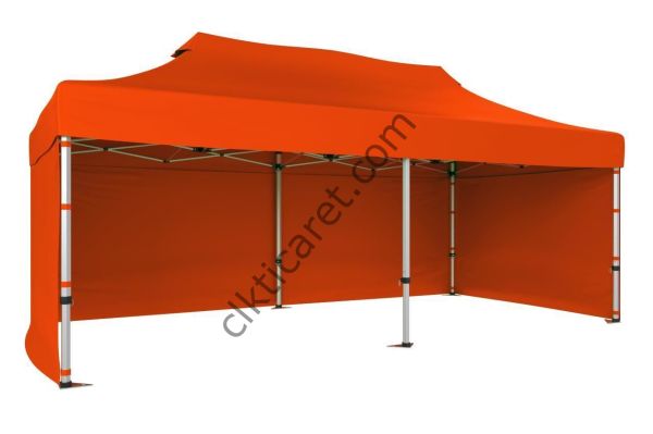CLK 3x6 40 mm Katlanabilir Tente Gazebo Çadır Gazebo Çadır 3 Yan Kapalı Turuncu