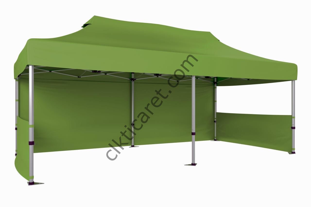 CLK 3x6 40 mm Katlanabilir Tente Gazebo Çadır Gazebo Çadır 1 Tam Duvar 2 Yarım Duvar Haki Askeri Yeşil
