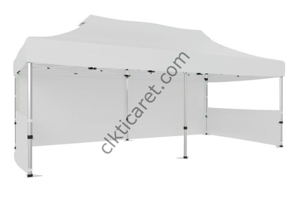 CLK 3x6 40 mm Katlanabilir Tente Gazebo Çadır Gazebo Çadır 1 Tam Duvar 2 Yarım Duvar Beyaz