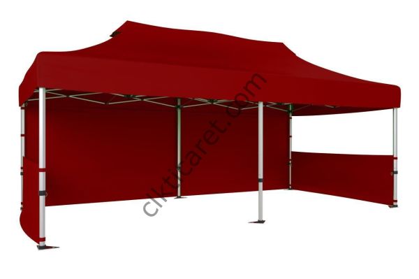 CLK 3x6 40 mm Katlanabilir Tente Gazebo Çadır Gazebo Çadır 1 Tam Duvar 2 Yarım Duvar Bordo
