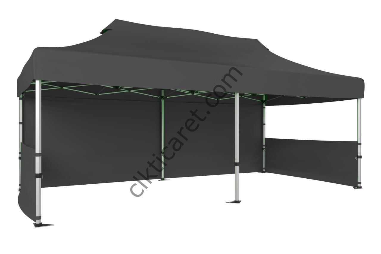 CLK 3x6 40 mm Katlanabilir Tente Gazebo Çadır Gazebo Çadır 1 Tam Duvar 2 Yarım Duvar Gri