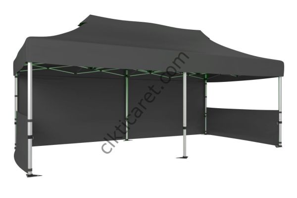 CLK 3x6 40 mm Katlanabilir Tente Gazebo Çadır Gazebo Çadır 1 Tam Duvar 2 Yarım Duvar Gri