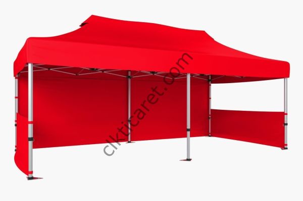 CLK 3x6 40 mm Katlanabilir Tente Gazebo Çadır Gazebo Çadır 1 Tam Duvar 2 Yarım Duvar Kırmızı
