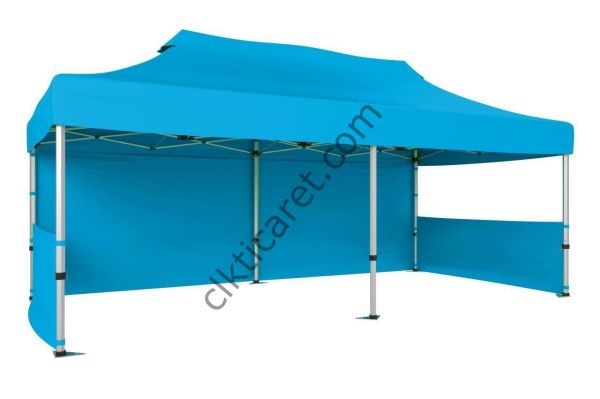 CLK 3x6 40 mm Katlanabilir Tente Gazebo Çadır Gazebo Çadır 1 Tam Duvar 2 Yarım Duvar Açık Mavi (Turkuaz)