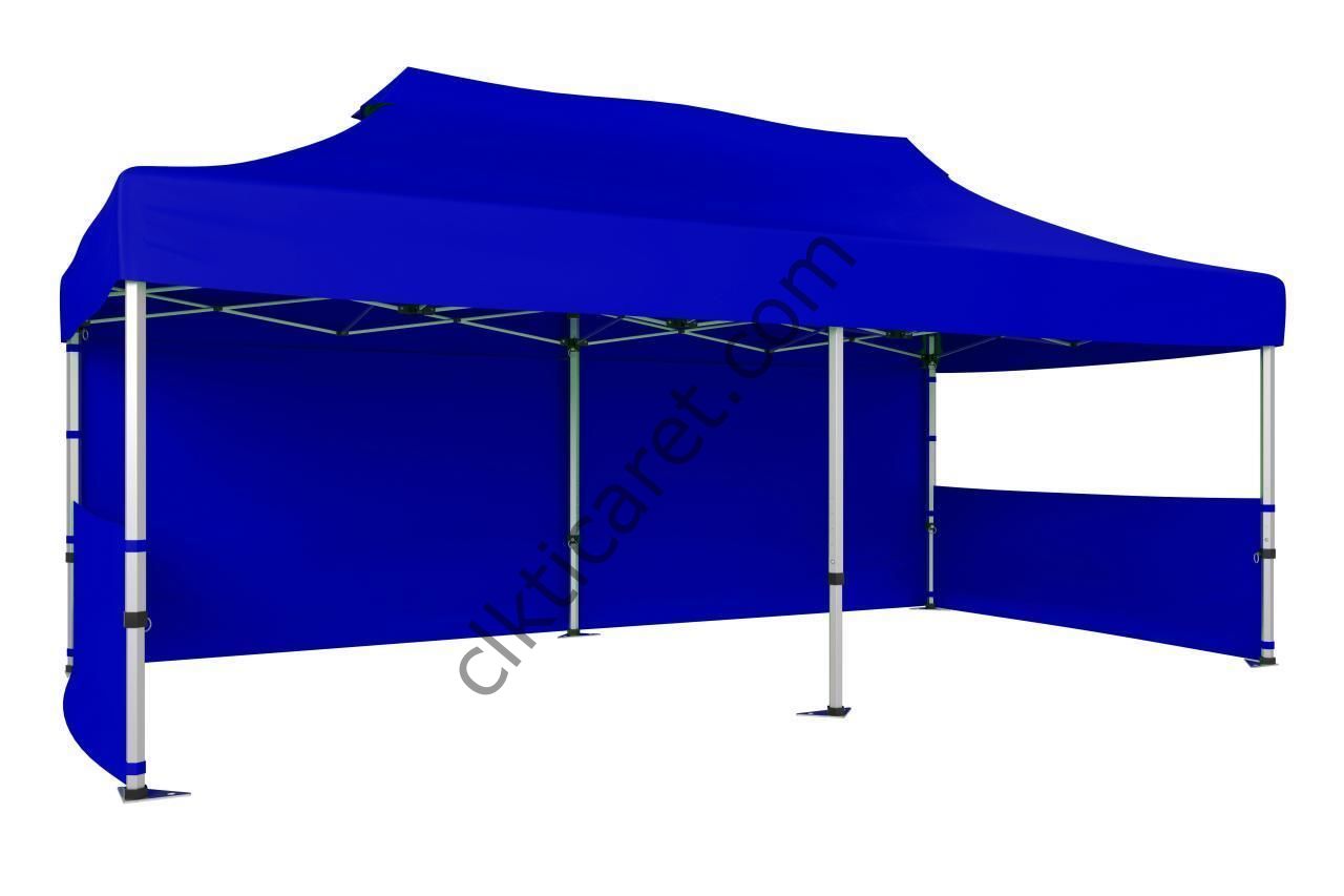 CLK 3x6 40 mm Katlanabilir Tente Gazebo Çadır Gazebo Çadır 1 Tam Duvar 2 Yarım Duvar Saks Mavi