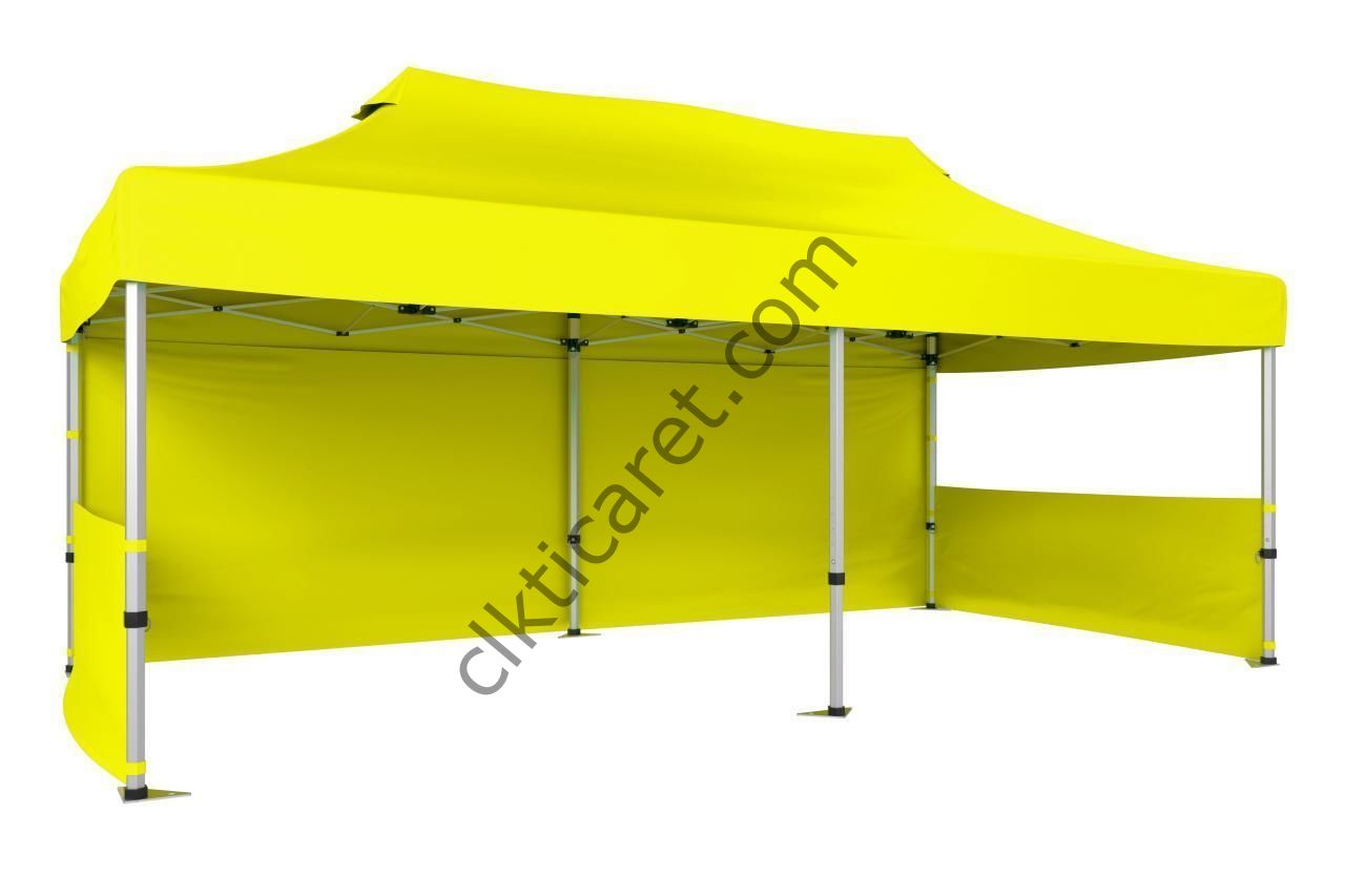CLK 3x6 40 mm Katlanabilir Tente Gazebo Çadır Gazebo Çadır 1 Tam Duvar 2 Yarım Duvar Sarı