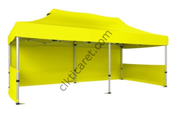 CLK 3x6 40 mm Katlanabilir Tente Gazebo Çadır Gazebo Çadır 1 Tam Duvar 2 Yarım Duvar Sarı