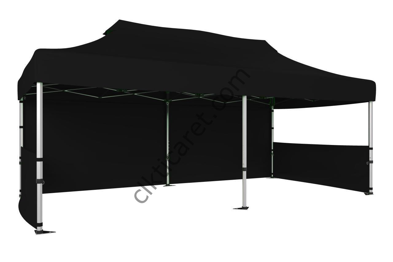 CLK 3x6 40 mm Katlanabilir Tente Gazebo Çadır Gazebo Çadır 1 Tam Duvar 2 Yarım Duvar Siyah