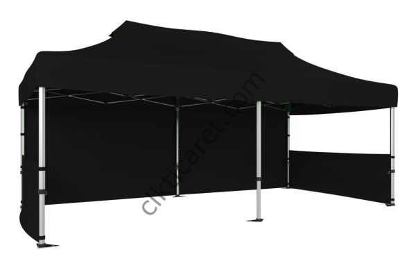 CLK 3x6 40 mm Katlanabilir Tente Gazebo Çadır Gazebo Çadır 1 Tam Duvar 2 Yarım Duvar Siyah