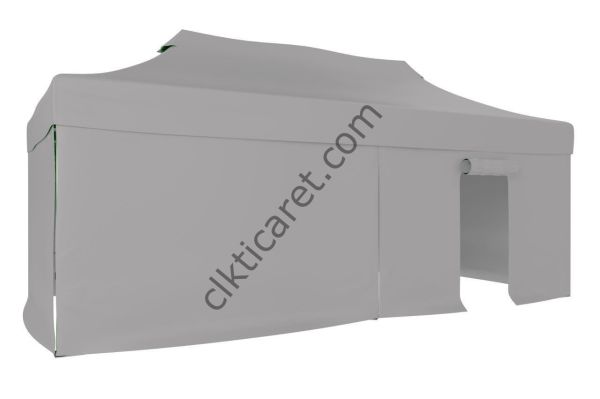CLK 3x6 40 mm Katlanabilir Tente Gazebo Çadır Gazebo Çadır 3 Yan Kapalı 1 Kapılı Açık Gri