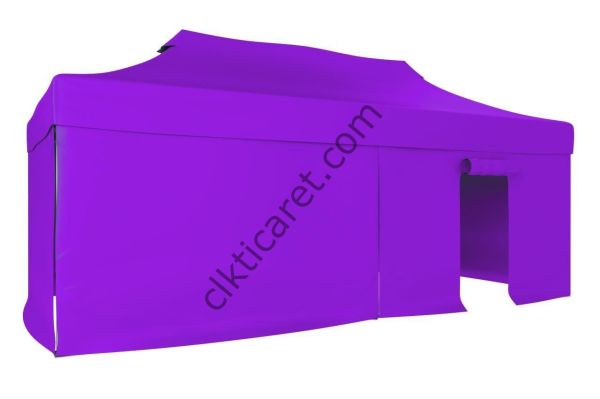 CLK 3x6 40 mm Katlanabilir Tente Gazebo Çadır Gazebo Çadır 3 Yan Kapalı 1 Kapılı Lila