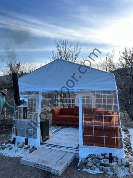 CLK 3x3 Metre Kamelya Bahçe Tentesi Kamp Karavan Kış Bahçesi Branda