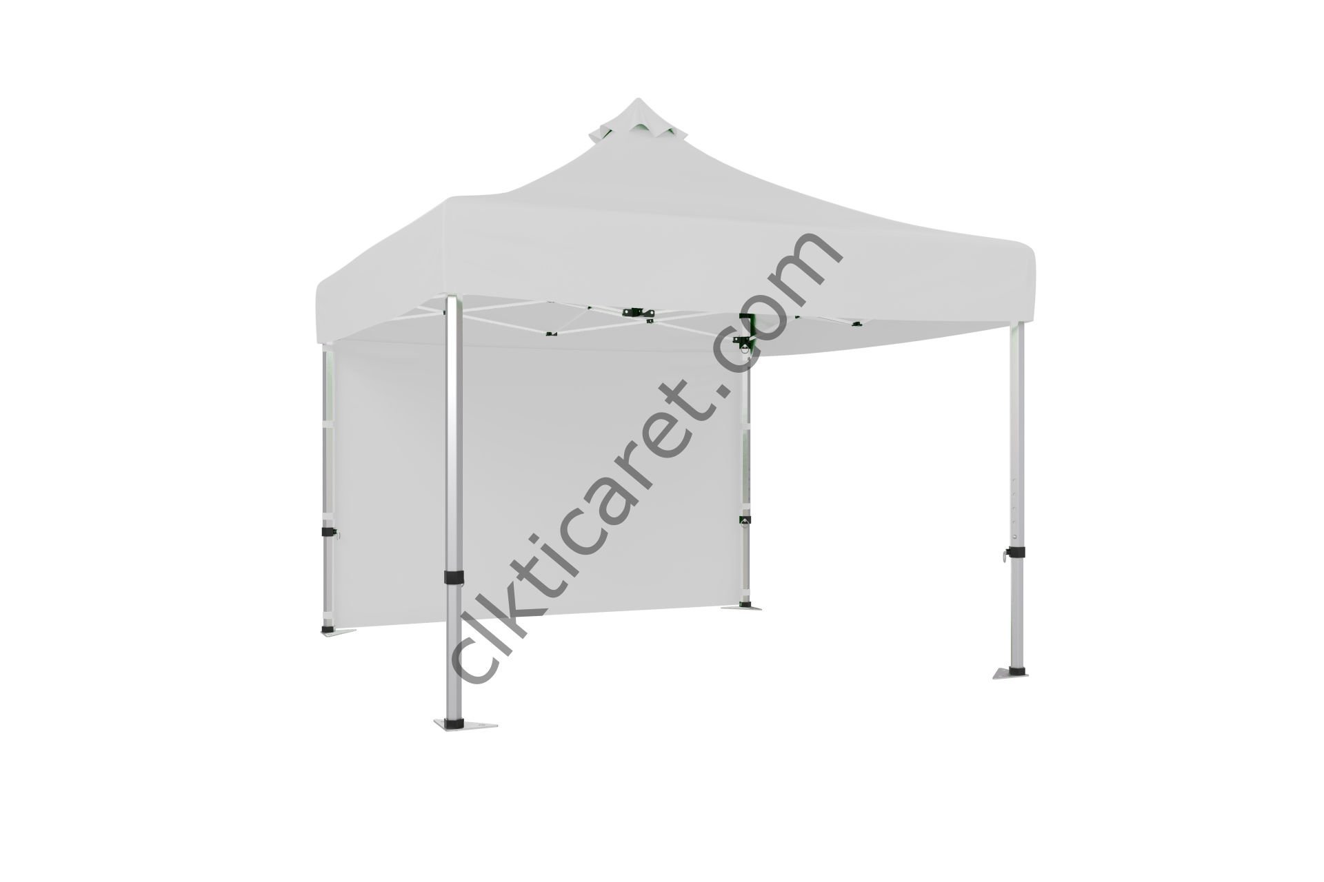 CLK 3x3 Metre Katlanabilir Tente Gazebo Portatif Çadır 30 mm Arkası Kapalı Perdeli Makaslı Çadır Beyaz