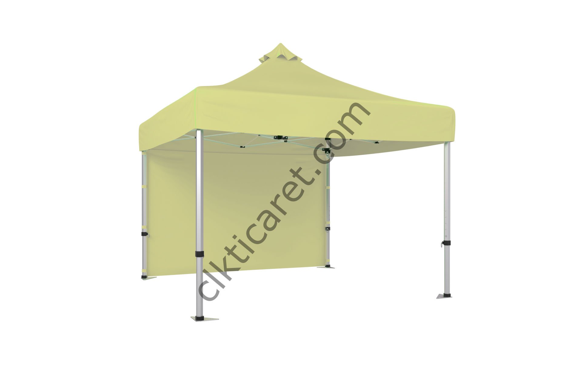 CLK 3x3 Metre Katlanabilir Tente Gazebo Portatif Çadır 30 mm Arkası Kapalı Perdeli Makaslı Çadır Krem