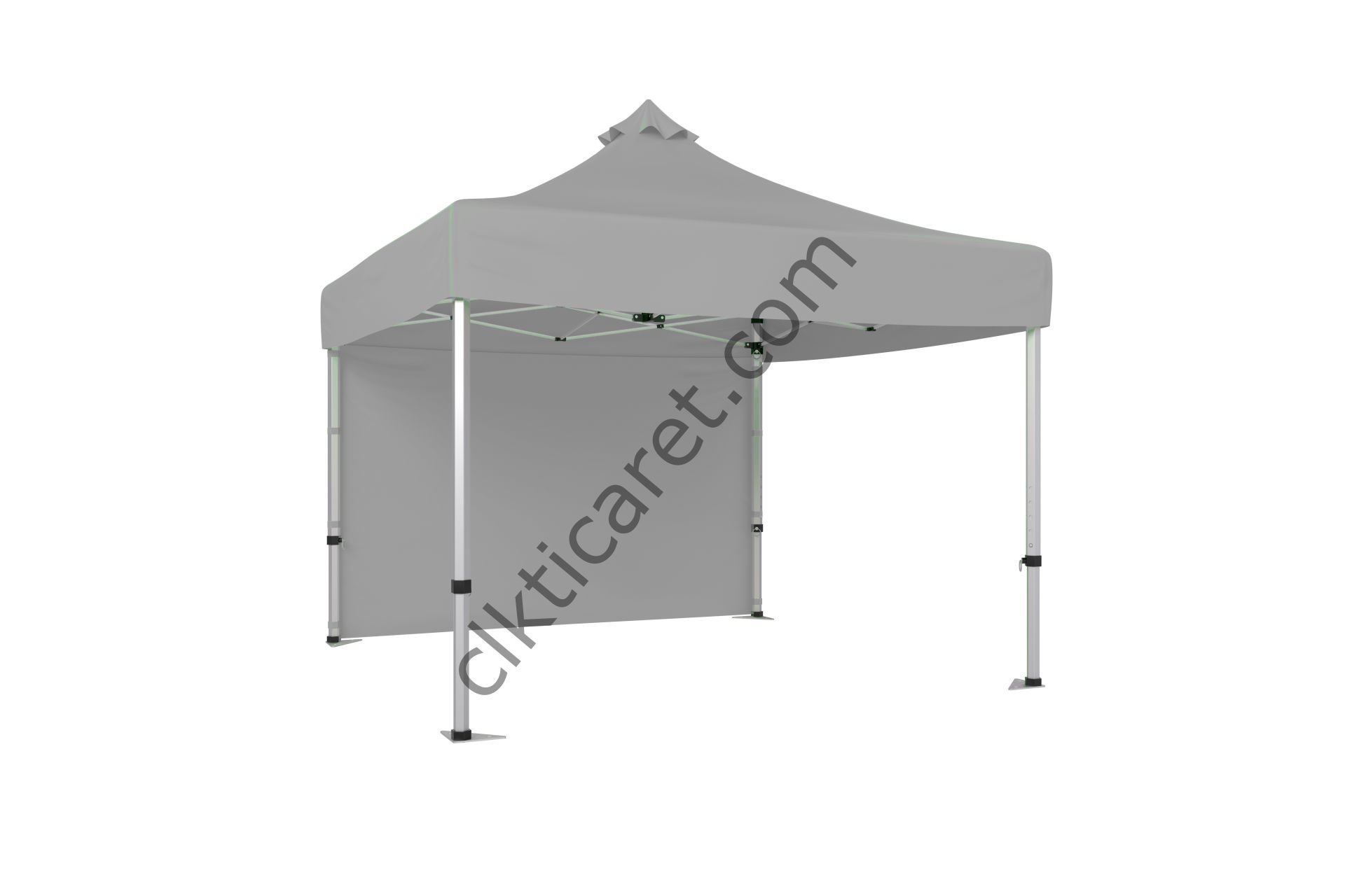 CLK 3x3 Metre Katlanabilir Tente Gazebo Portatif Çadır 30 mm Arkası Kapalı Perdeli Makaslı Çadır Açık Gri