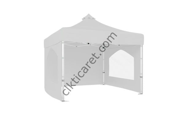 CLK 3x3 Katlanabilir Tente Gazebo Portatif Çadır 30 mm 3 Yan Duvarlı 2 Pencereli Beyaz