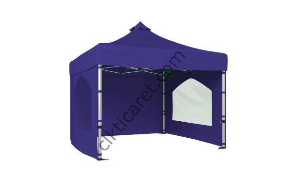 CLK 3x3 Katlanabilir Tente Gazebo Portatif Çadır 30 mm 3 Yan Duvarlı 2 Pencereli Lacivert