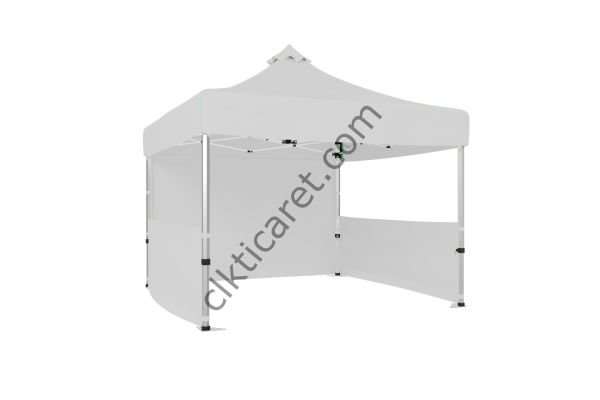 CLK 3x3 Katlanabilir Tente Gazebo Portatif Çadır 1 Tam Duvar 2 Yarım Duvar Beyaz