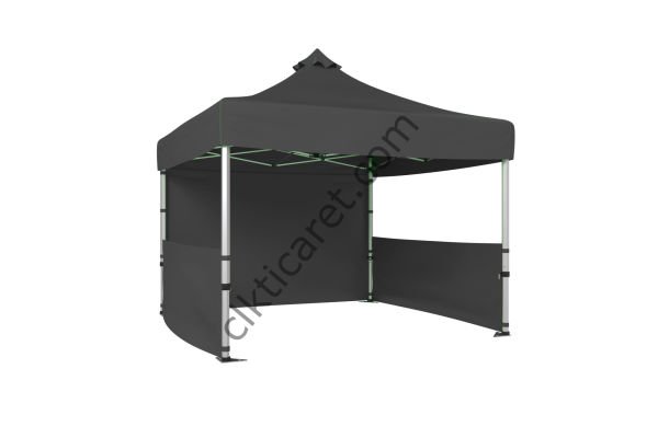 CLK 3x3 Katlanabilir Tente Gazebo Portatif Çadır 1 Tam Duvar 2 Yarım Duvar Gri