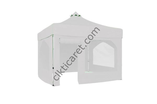 CLK 4x4 40 mm Katlanabilir Tente Gazebo Çadır Gazebo Çadır 2 Yan Pencereli 1 Yan Aksesuarsız 1 Yan Kapı ve Pencereli Beyaz