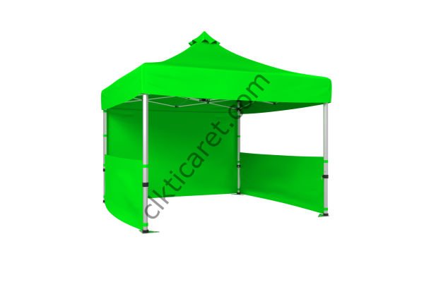 CLK 3x3 Katlanabilir Tente Gazebo Portatif Çadır 1 Tam Duvar 2 Yarım Duvar Açık Yeşil