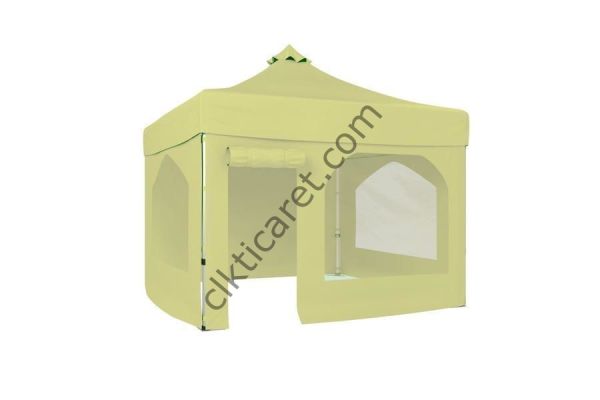 CLK 4x4 40 mm Katlanabilir Tente Gazebo Çadır Gazebo Çadır 2 Yan Pencereli 1 Yan Aksesuarsız 1 Yan Kapı ve Pencereli Krem