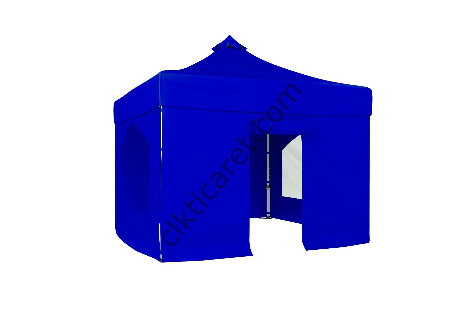 CLK 3x3 Katlanabilir Tente Gazebo Portatif Çadır 30 mm 2 Yan Pencereli 1 Yan Aksesuarsız 1 Yan Kapılı Saks Mavi
