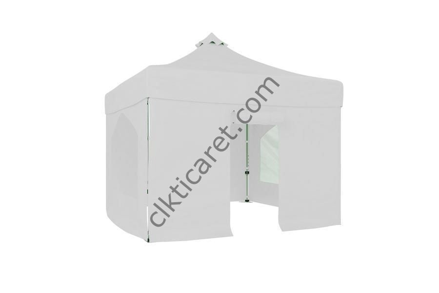 CLK 4x4 40 mm Katlanabilir Tente Gazebo Çadır Gazebo Çadır 2 Yan Pencereli 1 Yan Aksesuarsız 1 Yan Kapılı Beyaz