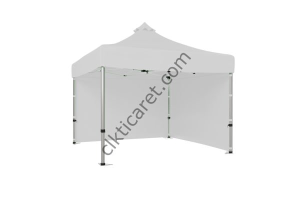 CLK 3x3 Katlanabilir Tente Gazebo Portatif Çadır 30 mm 2 Yan Kapalı Beyaz