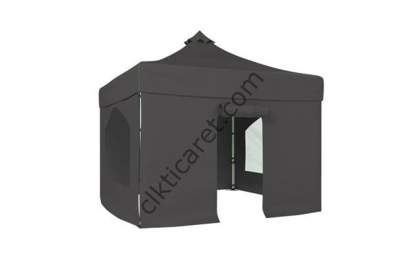 CLK 4x4 40 mm Katlanabilir Tente Gazebo Çadır Gazebo Çadır 2 Yan Pencereli 1 Yan Aksesuarsız 1 Yan Kapılı Gri