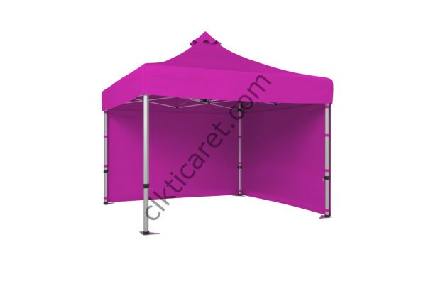 CLK 3x3 Katlanabilir Tente Gazebo Portatif Çadır 30 mm 2 Yan Kapalı Pembe