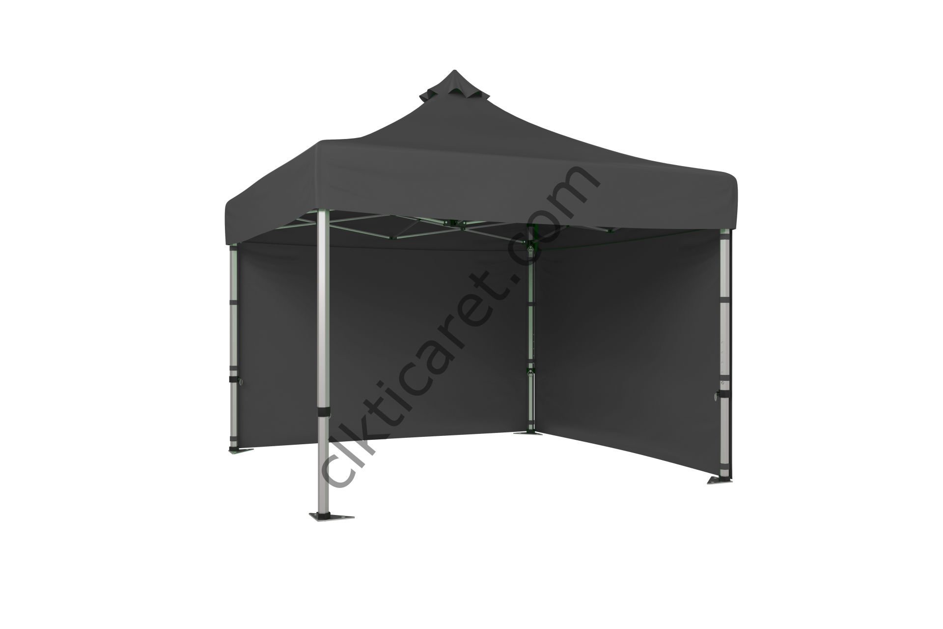 CLK 3x3 Katlanabilir Tente Gazebo Portatif Çadır 30 mm 2 Yan Kapalı Gri