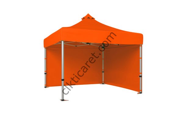 CLK 3x3 Katlanabilir Tente Gazebo Portatif Çadır 30 mm 2 Yan Kapalı Turuncu