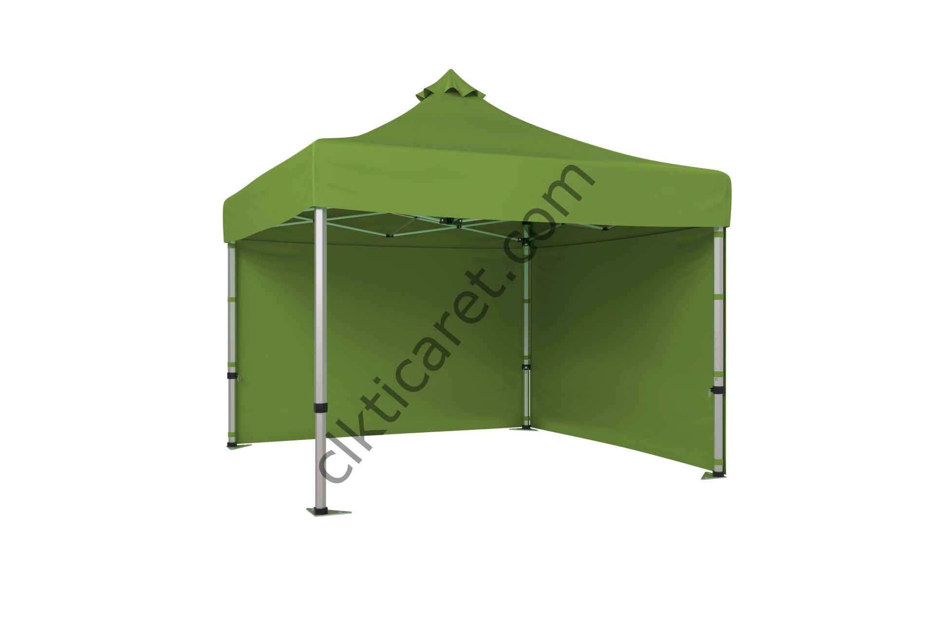 CLK 3x3 Katlanabilir Tente Gazebo Portatif Çadır 30 mm 2 Yan Kapalı Haki Askeri Yeşil