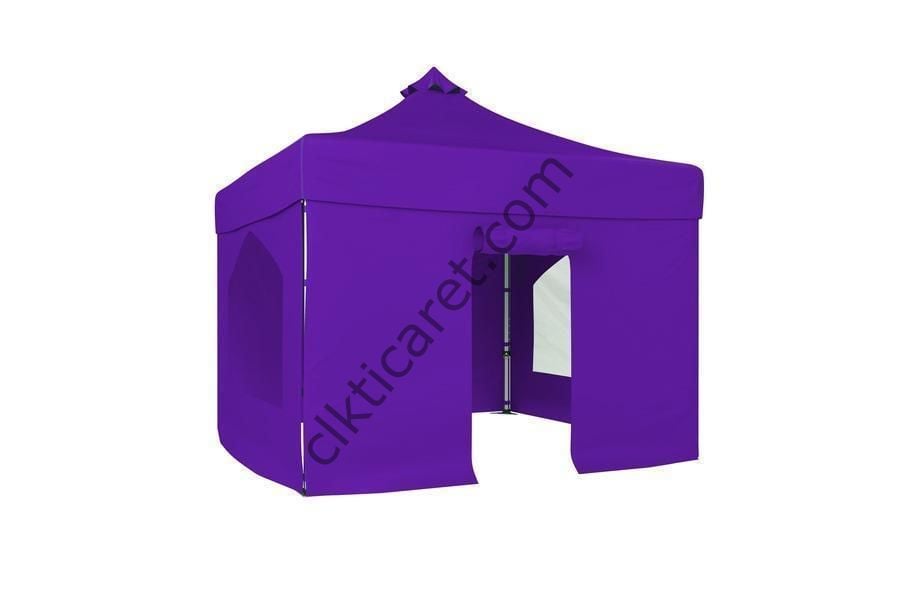 CLK 4x4 40 mm Katlanabilir Tente Gazebo Çadır Gazebo Çadır 2 Yan Pencereli 1 Yan Aksesuarsız 1 Yan Kapılı Mor