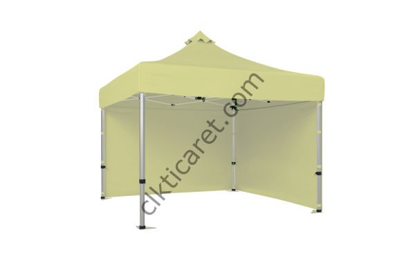 CLK 3x3 Katlanabilir Tente Gazebo Portatif Çadır 30 mm 2 Yan Kapalı Krem