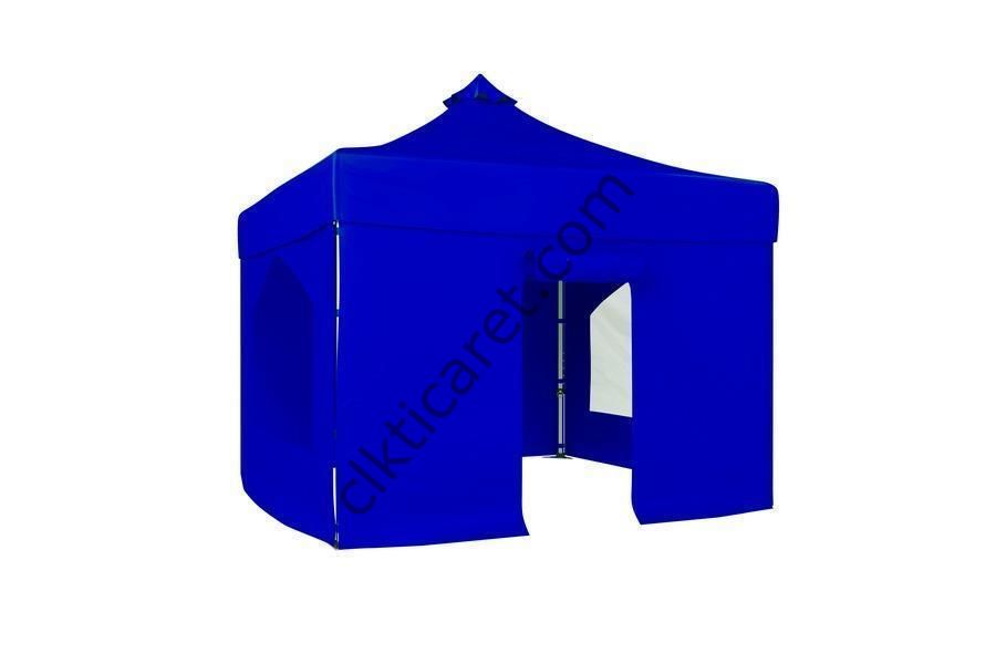 CLK 4x4 40 mm Katlanabilir Tente Gazebo Çadır Gazebo Çadır 2 Yan Pencereli 1 Yan Aksesuarsız 1 Yan Kapılı Saks Mavi