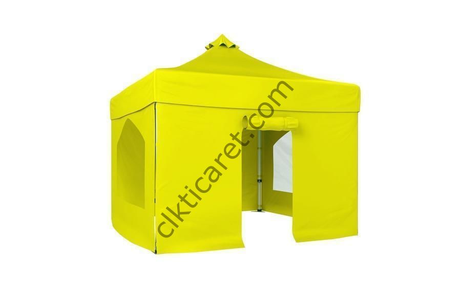 CLK 4x4 40 mm Katlanabilir Tente Gazebo Çadır Gazebo Çadır 2 Yan Pencereli 1 Yan Aksesuarsız 1 Yan Kapılı Sarı