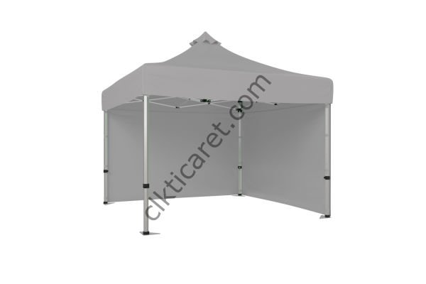 CLK 3x3 Katlanabilir Tente Gazebo Portatif Çadır 30 mm 2 Yan Kapalı Açık Gri