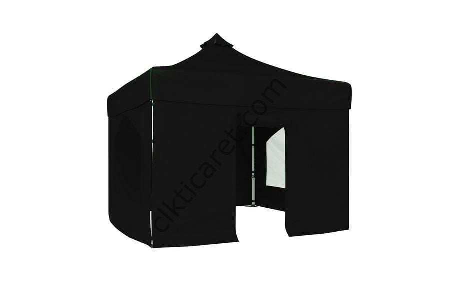 CLK 4x4 40 mm Katlanabilir Tente Gazebo Çadır Gazebo Çadır 2 Yan Pencereli 1 Yan Aksesuarsız 1 Yan Kapılı Siyah