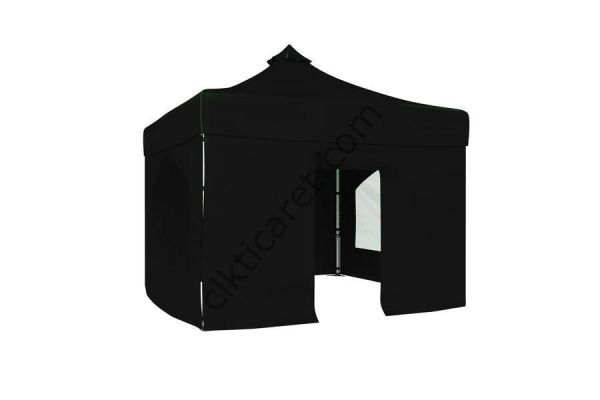 CLK 4x4 40 mm Katlanabilir Tente Gazebo Çadır Gazebo Çadır 2 Yan Pencereli 1 Yan Aksesuarsız 1 Yan Kapılı Siyah