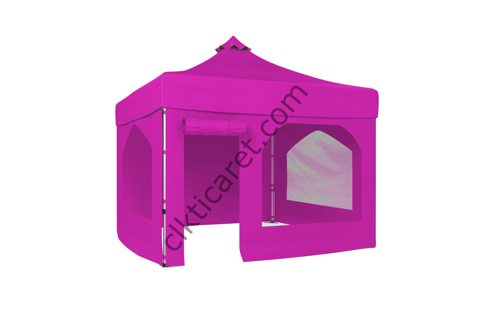 CLK 3x3 Katlanabilir Tente Gazebo Portatif Çadır 30 mm 2 Yan Pencereli 1 Yan Aksesuarsız 1 Yan Kapı ve Pencereli Pembe