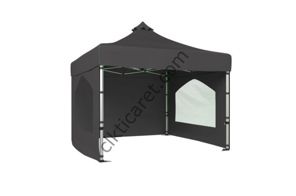 CLK 4x4 40 mm Katlanabilir Tente Gazebo Çadır Gazebo Çadır 3 Yan Duvarlı 2 Pencereli Gri
